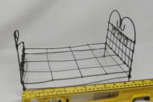 Load image into Gallery viewer, Antique Wire Doll Bed. Scrolled Wire Heart Design. 11&quot; x 7&quot;
