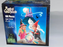 Load image into Gallery viewer, Choice of ONE vintage glow in the dark Halloween puzzle. Kids Halloween 100 piece puzzle. Magical glow puzzle. E&amp;L Corp, Holyoke, MA
