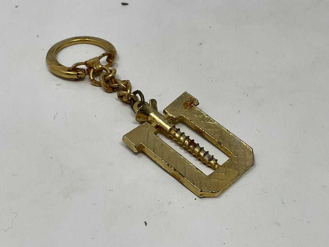Vintage Novelty Key Chain Screw U Gold tone Clasp Keychain Funny Rude Crass