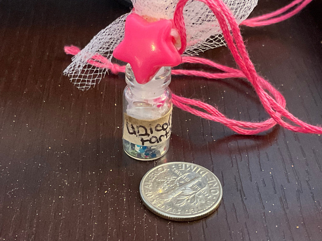 Tiny Handmade Unicorn Farts Amulet. Teeny bottle of Unicorn Farts.
