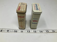Load image into Gallery viewer, Old Band-Aid Tins Vintage Rexall and Johnson &amp; Johnson Tins Lot of 2 Bandage Tins. VIntage Bandaid Cans.
