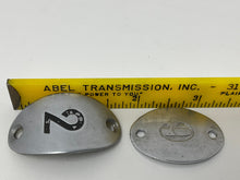 Load image into Gallery viewer, Choice of One Vintage Railroad Assigned Seat Number Tag. Reclaimed. 1.75&quot; x 1&quot; Great for Jewelry! Metal Number Charm. Train seat number.
