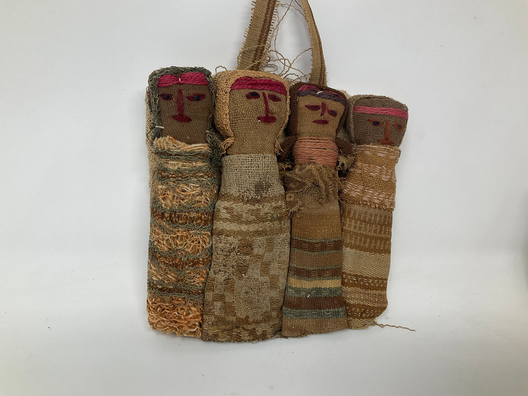 Old Peruvian Chancay Burial Doll Set. 4 dolls joined together.