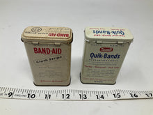 Load image into Gallery viewer, Old Band-Aid Tins Vintage Rexall and Johnson &amp; Johnson Tins Lot of 2 Bandage Tins. VIntage Bandaid Cans.
