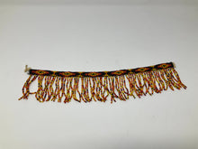 Load image into Gallery viewer, Vintage Beadwork. Native American Seed Bead Sample Piece. Salvaged. Brown, Orange and Yellow.

