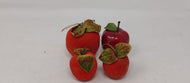 1960s FLOCKED RED APPLE CHRISTMAS ORNAMENTS LOT Styrofoam Felt Plastic Fruit
