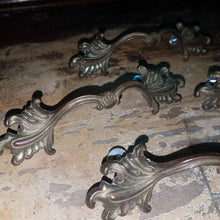 Load image into Gallery viewer, ONE Vintage Solid Cast Brass French Provincial Hollywood Regency Bureau Drawer Handle. Shabby Furniture Hardware. Choice of ONE.
