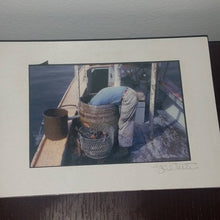 Load image into Gallery viewer, Coastal Photo. Fisherman. Lobsterman on Dock. Looks signed. In shrinkwrap. Previously owned and unopened.
