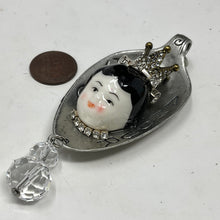 Load image into Gallery viewer, Unique Spoon Pendant with Porcelain Doll Head and Crown. No chain.
