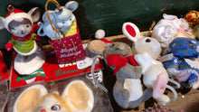 Load image into Gallery viewer, Lot Vintage Christmas Tree Ornaments. Mice Ornaments. All kinds, all different ages and styles. ALL VINTAGE. Kurt Adler, Japan, Taiwan
