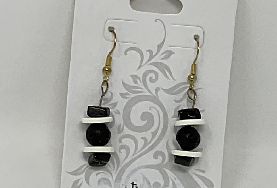 Handmade Obsidian, Lava Bead Aromatherapy Earrings.