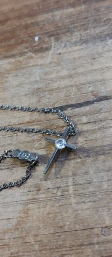 Vintage Crucifix Necklace. First Communion Cross With Rhinestone And Old Clasp