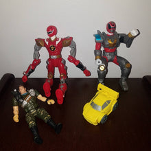 Load image into Gallery viewer, Vintage Collector&#39;s Lot of Action Figure Toys. Priced to sell mystery items. Transformers? Battle Bots? Superhero? Comics? I have no clue.
