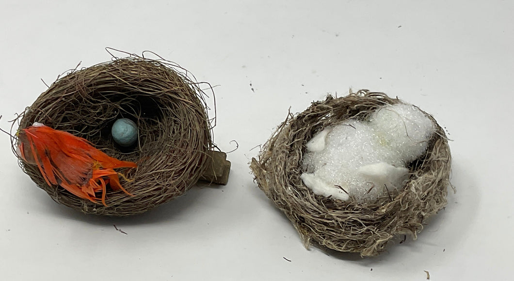 Vintage 1960’s Bird Nest Clip On Ornament made from Real birds nest, plus another birds nest!