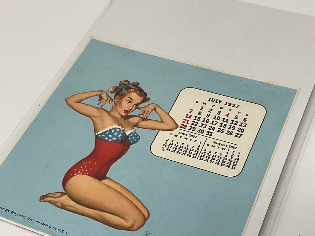 1957 Esquire Magazine Pin Up. Calendar Girl, July 1957