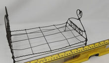 Load image into Gallery viewer, Antique Wire Doll Bed. Scrolled Wire Heart Design. 11&quot; x 7&quot;
