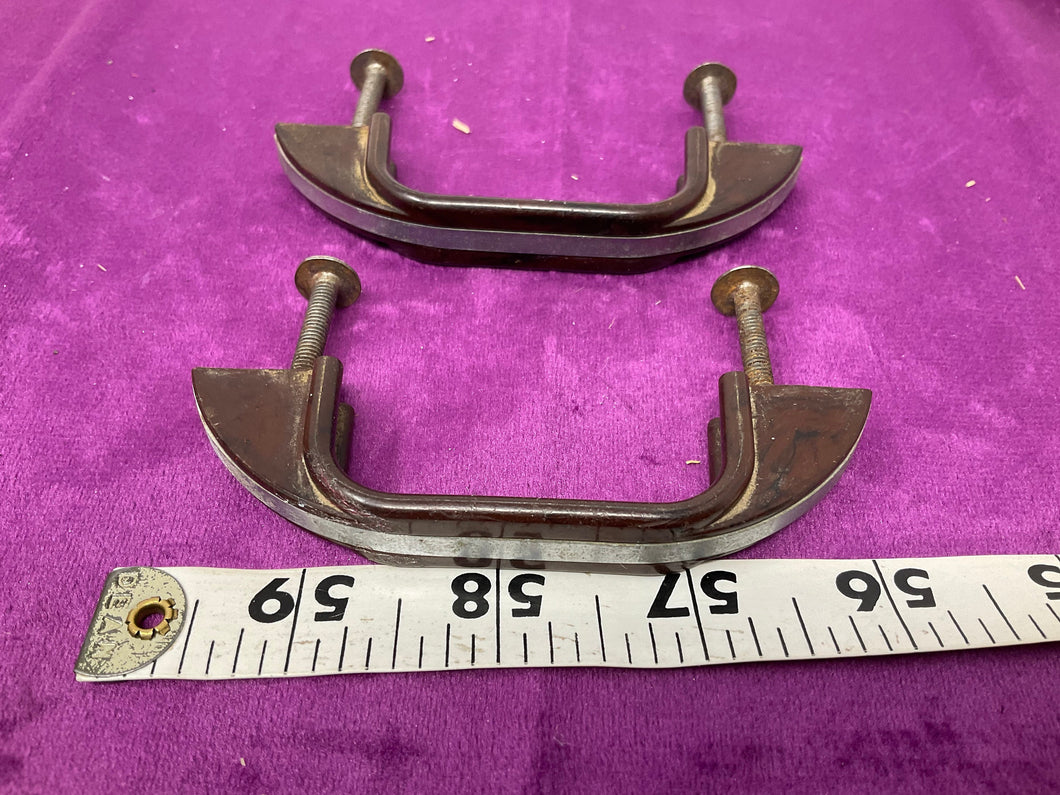 Pair of Art Deco Bakelite and Chrome Drawer Pulls. Art Deco Cabinet Handles.