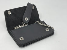 Load image into Gallery viewer, Genuine Leather Biker Wallet. USA made real leather chain wallet. Black Leather Chain Wallet.
