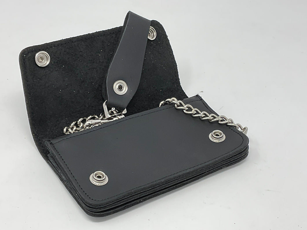 Genuine Leather Biker Wallet. USA made real leather chain wallet. Black Leather Chain Wallet.