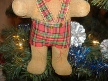 Load image into Gallery viewer, Vintage GIANT Flocked Teddy Bear Ornament in Plaid Suit 9&quot; Awesome 80&#39;s Flocking

