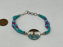 Load image into Gallery viewer, Tree of Life In Resin Bracelet with Turquoise Colored Beads. Copper In Resin.
