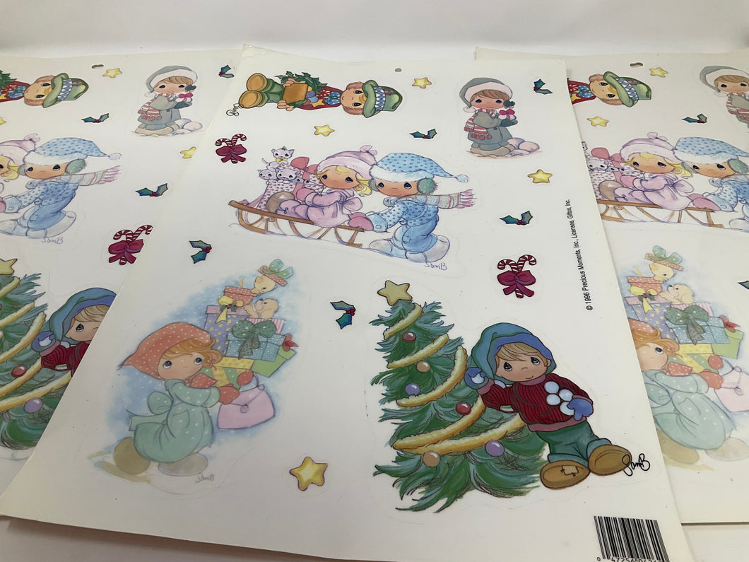Vintage Precious Moments Christmas Color Window Clings. ADORABLE Graphics. 1996. Precious Moments WINDOW CLINGS.