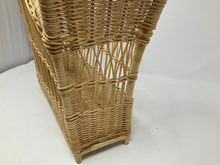 Load image into Gallery viewer, Vintage Wicker Magazine Holder. Boho Chic Wicker Magazine Basket. 70s decor. For bathroom, living room, bedroom. Rattan.
