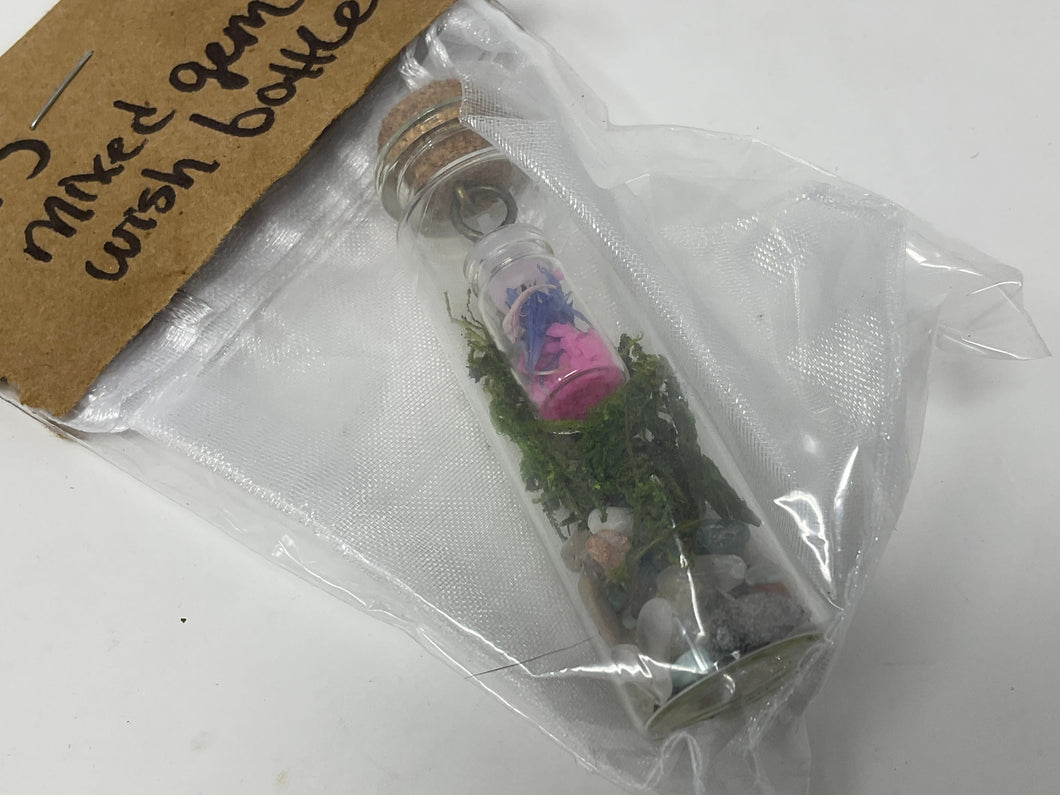 Handmade Wish Jar Crystals Intention Bottle. So cute. Great for gift. Clear Quartz or Mixed Crystals Choice