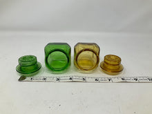 Load image into Gallery viewer, One Vintage Wheaton Apothecary Jar. Green or Yello Wheaton Spice Jar. 3.5 inches
