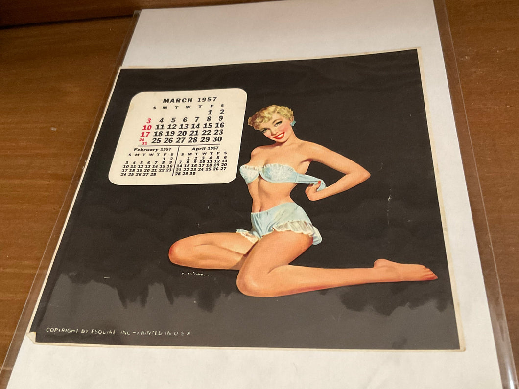 1957 Esquire Magazine Pin Up. Calendar Girl, March 1957