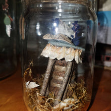 Load image into Gallery viewer, BoHo fAiRy Diorama. Handcrafted of Natural Materials. OOAK Art Enchanted Forest. Table, book and chair.
