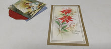 Load image into Gallery viewer, vintage unused self adhesive Christmas foil seals and vintage unsed MCM Christmas card
