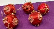 Load image into Gallery viewer, Old Satin Ball Ornaments Lot Vtg Satin Sheen Embellished Unique Mercury Glass
