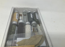 Load image into Gallery viewer, 14 small bottles of elements. Assorted crystals, Casting Salts, Moon water, for traveling altars.
