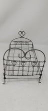 Load image into Gallery viewer, Antique Wire Doll Bed. Scrolled Wire Heart Design. 11&quot; x 7&quot;
