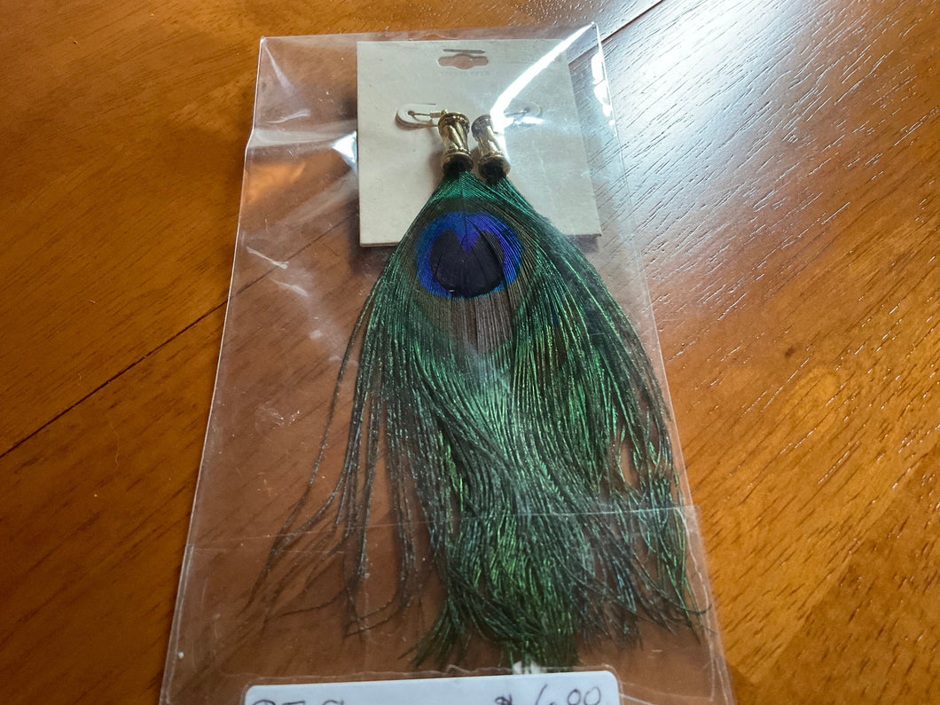 Handmade Peacock Feather Earrings. Boho Peacock Feather Jewelry.