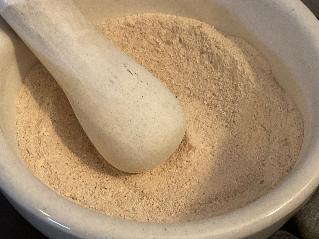 1 ounce of Pure Cascarilla Powder, Hand Ground by Us, Sourced from our Black SexLink Hens.