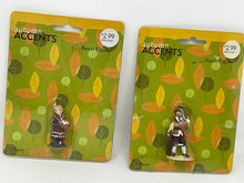 Load image into Gallery viewer, Choice of One Autumn Accents Miniature Thanksgiving Figures. Pilgrim Man or Native American Woman. Crafts, Dioramas, Jewelry Making.
