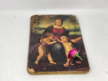 Load image into Gallery viewer, Vintage Panel of Madonna of the Goldfinch by Raphael. 11 by 7 inches. Madonna del Cardellino.
