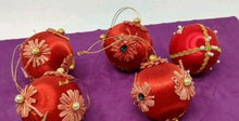Load image into Gallery viewer, Old Satin Ball Ornaments Lot Vtg Satin Sheen Embellished Unique Mercury Glass
