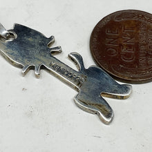 Load image into Gallery viewer, Vintage Mexican Silver Kitty Cat Pendant. No chain. Mexico Sterling Silver with Inlay.
