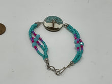 Load image into Gallery viewer, Tree of Life In Resin Bracelet with Turquoise Colored Beads. Copper In Resin.

