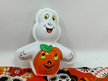 Load image into Gallery viewer, Vintage Papier Mache Halloween Candy Container. Vintage Halloween Cardboard Ghost Container Party Favor. 1980’s. Double Sided.
