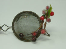 Load image into Gallery viewer, OOAK Christmas Decoration Made From Vintage Wooden Red Handle Utensil. Ornament made from upcycled red handled strainer.
