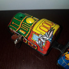 Load image into Gallery viewer, As-Is, Salvaged Parts of a Tin Lithograph Looney Tunes Wind-up Toy train. Missing parts but wind up mechanism works. - Sloth Candle Co.
