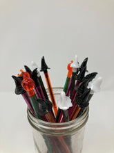Load image into Gallery viewer, Lot 20 Halloween Party Picks for Cupcakes Appetizers Cheese Fruit. These are swizzle sticks that convert to picks. Vintage Halloween Party. - Sloth Candle Co.
