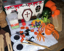 Load image into Gallery viewer, Kids Halloween Craft Kit. Inspiration lot of Halloweeny things. Halloween treat box with halloween craft supplies for kids. Make it. Diy. - Sloth Candle Co.
