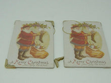 Load image into Gallery viewer, As-Is Repair Lot of 2 Victorian Santa Framed Post Card Hanging Christmas Ornament. St Nick POSTCARD Photo Corners. - Sloth Candle Co.

