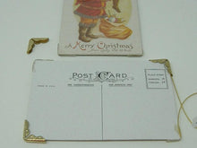 Load image into Gallery viewer, As-Is Repair Lot of 2 Victorian Santa Framed Post Card Hanging Christmas Ornament. St Nick POSTCARD Photo Corners. - Sloth Candle Co.
