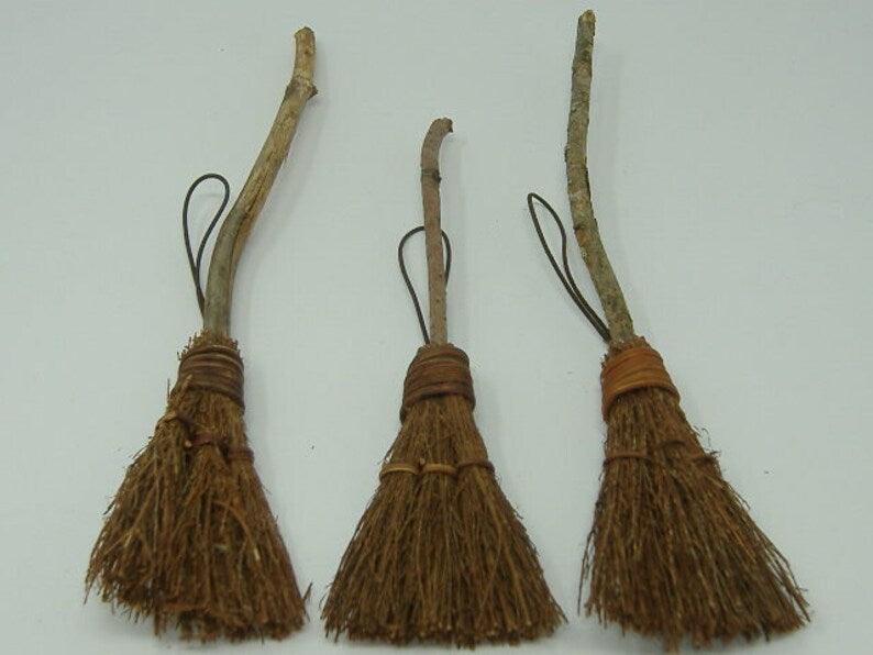 OOAK Christmas Scented Witch Broom Ornaments. Choice of ONE Cinnamon Broomstick Ornament. 8